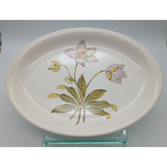 Vtg Crown Pottery Transferware Platter  Botanical Flower - Picture 1 of 8